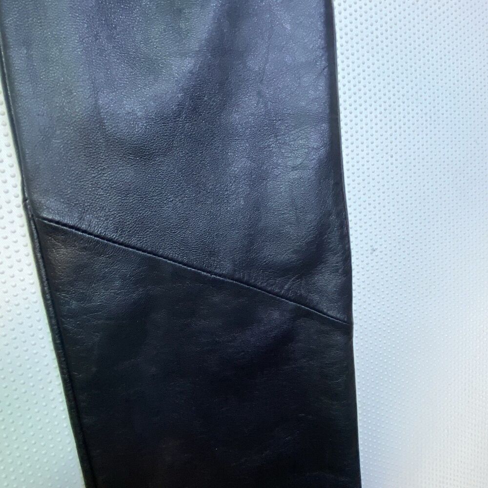 Vintage Wilson's Black Genuine Leather Pants Mid Rise Boot Cut Women's 8 - Picture 5 of 16